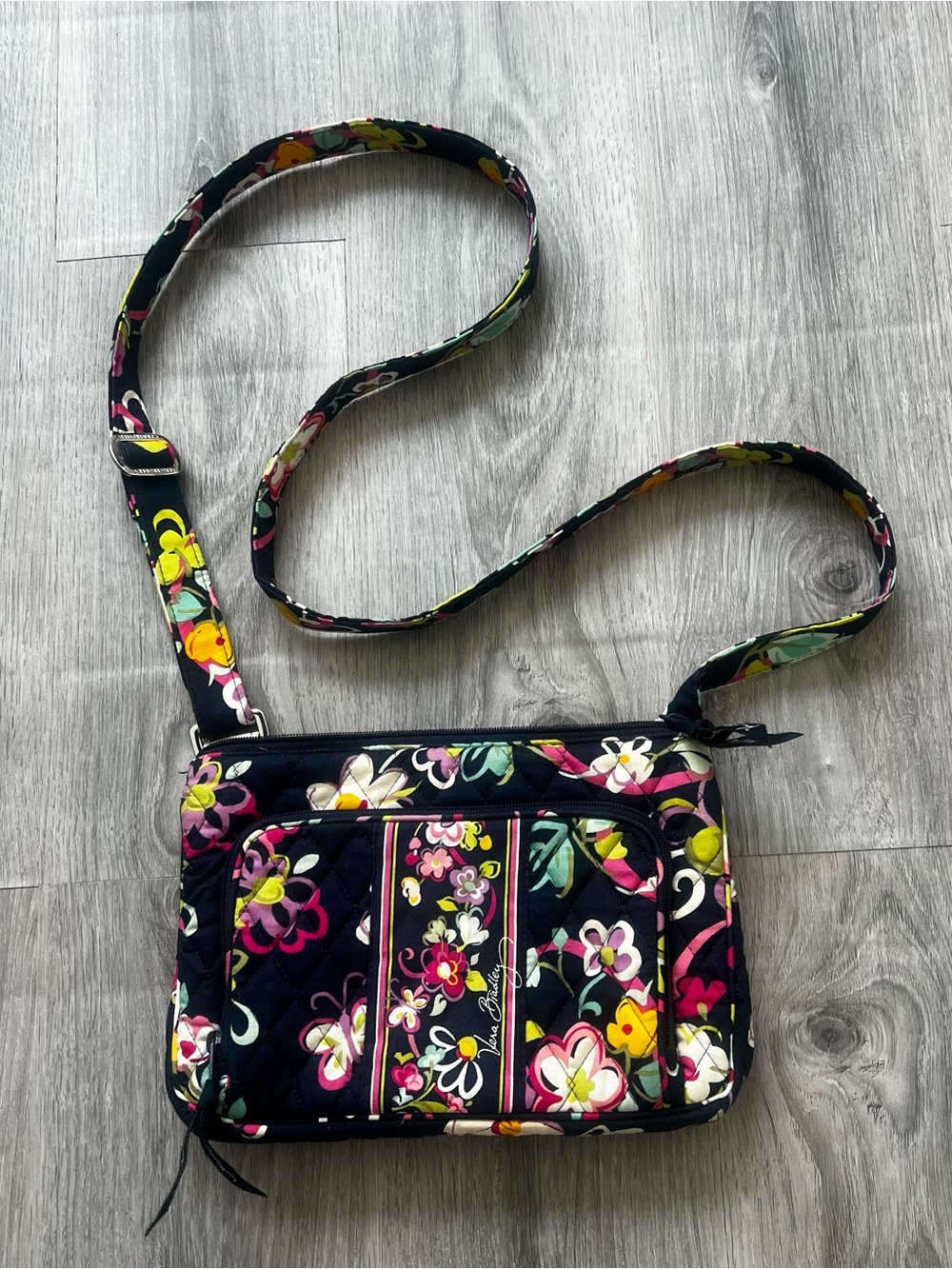 Vera Bradley Navy Quilted Floral Crossbody in Ribbons pattern - Picture 2 of 7